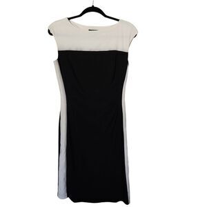 Chaps Womens Colorblock Midi Fitted Cap Sleeve Lined Dress Size Medium